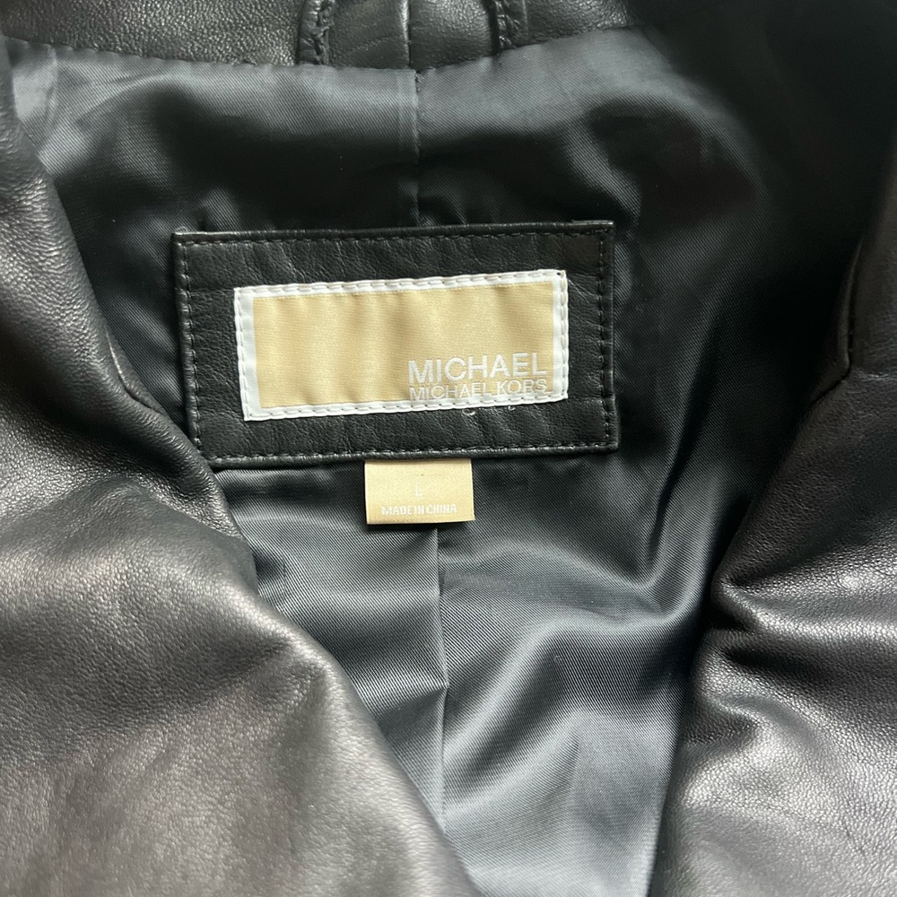 Michael Kors black leather motto jacket size L
